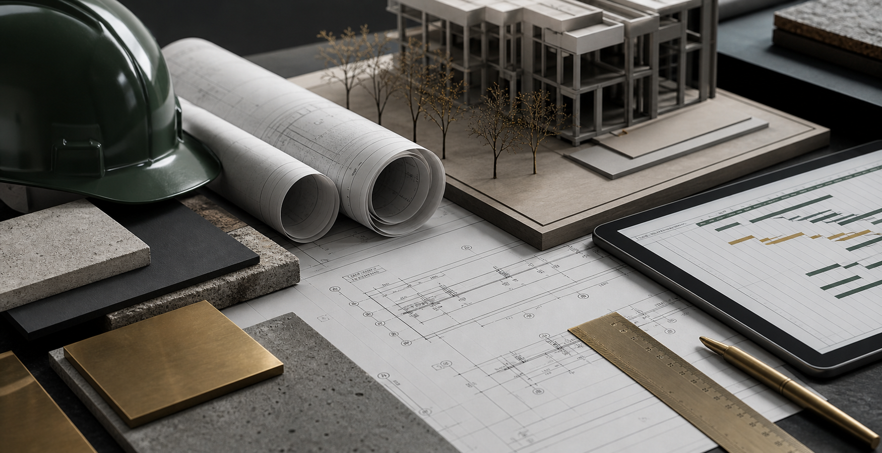 Engineering drawings and project management materials for construction consultancy